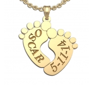 Personalized Baby Footprints Pendant with Names and Birthdate