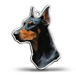Doberman Pinscher Dog Color Portrait Charm or Pendant