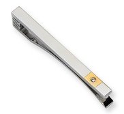 Engravable Stainless Steel Tie Bar with 24k Gold Plating   Diamond