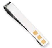 Engravable Stainless Steel Tie Bar with 24k Gold Plating