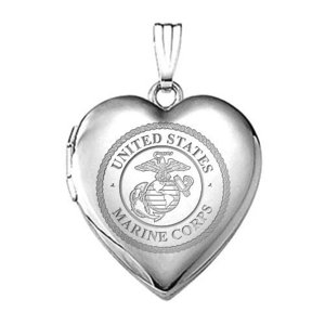 Sterling Silver Marine Corps Heart Locket