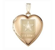 14k Yellow Gold Heart Army Picture Locket