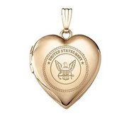 14k Yellow Gold Heart Navy Picture Locket