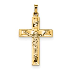 14k Two tone Polished INRI Crucifix Pendant