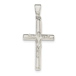 Sterling Silver Polished Hollow Crucifix Cross Pendant