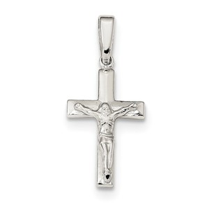Sterling Silver Polished   Textured Crucifix Pendant