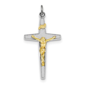 Sterling Silver Rhodium plated   Vermeil INRI Crucifix Charm