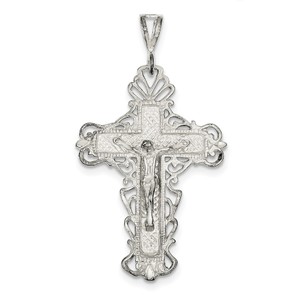 Sterling Silver Diamond Cut Crucifix Pendant