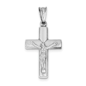 Sterling Silver Rhodium plated Hollow Latin Crucifix Pendant