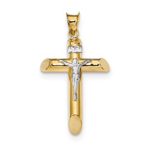14k Two Tone Polished Crucifix Pendant