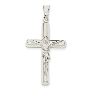 Sterling Silver Polished Hollow Crucifix Cross Pendant