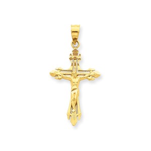 14k Diamond cut Crucifix Pendant