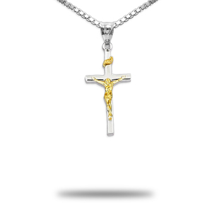 Sterling Silver   18k Gold  plated Crucifix Pendant