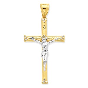 10k   Rhodium CZ Crucifix Pendant