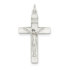 Sterling Silver Satin INRI Crucifix Pendant