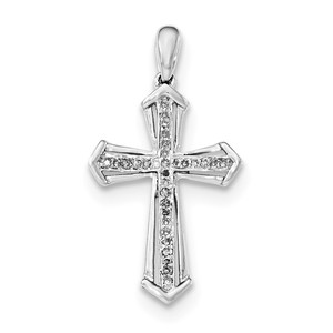 Sterling Silver Rhodium plated Diamond Cross Pendant