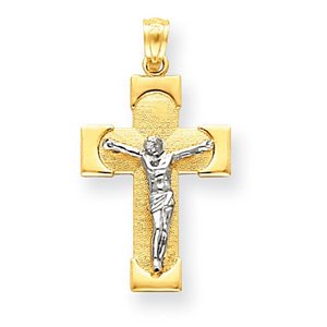14k Two tone Gold Crucifix Charm