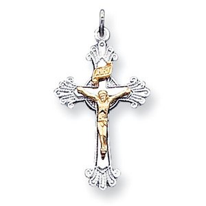 Sterling Silver   Vermeil Crucifix Charm