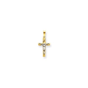 14k Two tone INRI Hollow Crucifix Pendant