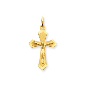 14k Satin   Diamond cut Crucifix Charm