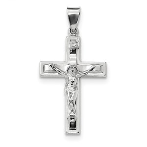 Sterling Silver Rhodium plated Polished INRI Latin Crucifix Pendant