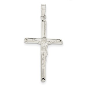 Sterling Silver Polished Hollow Crucifix Pendant