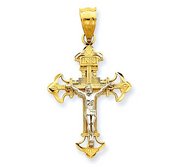 14k Two tone Gold INRI Crucifix Pendant