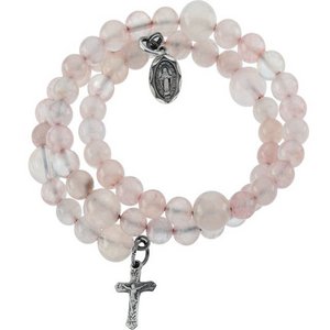 Rose Quartz Wrap Rosary Bracelet