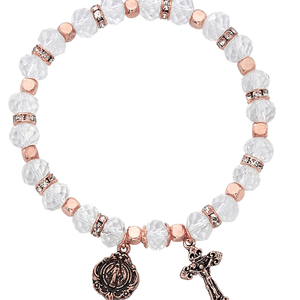 Stretch Copper Crystal Rosary Bracelet