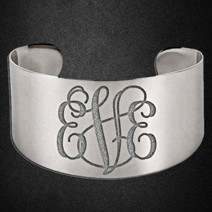 Stainless Steel Women s Fancy Cuff Engravable Bangle Bracelet