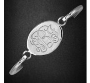 Sterling Silver Woman s Fancy Slip on Monogram Bangle Bracelet