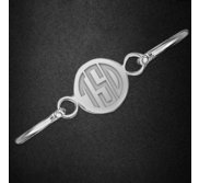 Sterling Silver  Monogram Bangle with Round Plate Bracelet