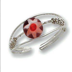 Sterling Silver Red Bead Toe Ring