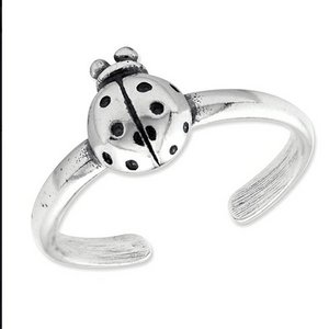 Sterling Silver Antiqued Ladybug Toe Ring