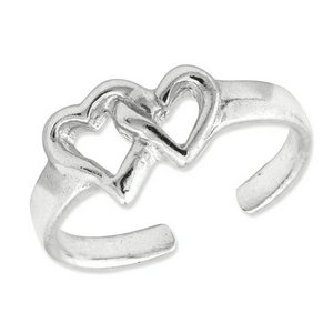 Sterling Silver Solid Double Heart Toe Ring