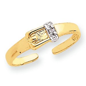 14k Yellow Gold Buckle With  01 Ct Diamond Toe Ring