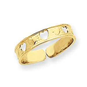 14k Yellow Gold Heart Cutout Toe Ring