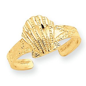 14k Yellow Gold Scallop Shell Toe Ring