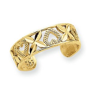 14k Yellow Gold Diamond Cut Toe Ring