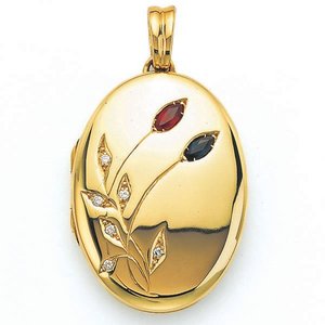 Victor Mayer 18K Gold Diamond Locket With Sapphire   Ruby