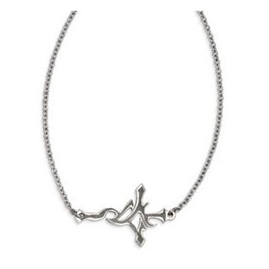 Stainless Steel Polished Gothic Sideways Cross Necklace
