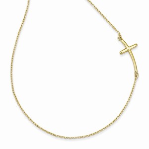 14k Large Sideways Curved Cross Necklace