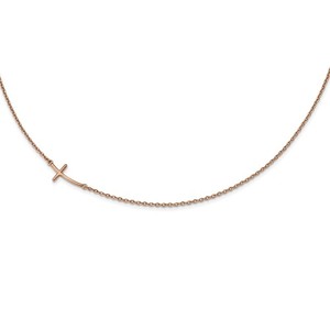 Sterling Silver Rose Gold plated Small Sideways Curved Cross Necklace