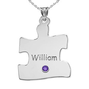 Personalized Family Single Puzzle Piece Pendant  Includes 18 Inch Chain