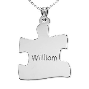 Personalized Family Single Puzzle Piece Pendant   Includes 18 Inch Chain