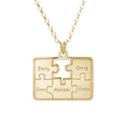 Personalized Family Five Piece Jigsaw Puzzle Pendant    Includes 18 Inch Chain