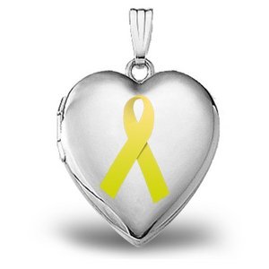14K White Gold  Childhood Cancer Awareness  Heart Locket