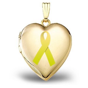 14K Gold Filled   Childhood Cancer Awareness  Heart Locket