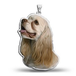Cocker Spaniel Dog Color Portrait Charm or Pendant