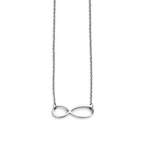 Stainless Steel Brushed Finish Horizontal Infinity Symbol Necklace w  20 Inch Chain
